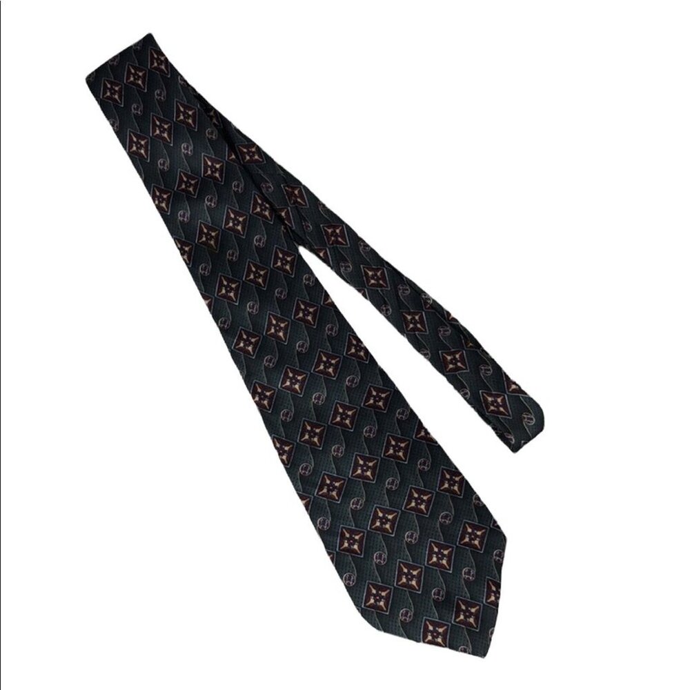 Deansgate Silk Tie Mens 100% imported silk green burgundy